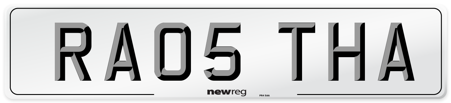 RA05 THA Number Plate from New Reg